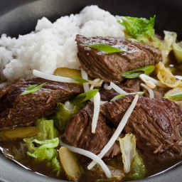 Slow Cooker Korean Beef Stew with Napa Cabbage and Pickles