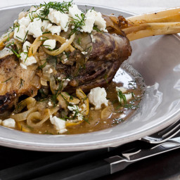 Slow Cooker Lamb Shanks with Lemon, Dill and Feta