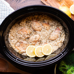 Slow Cooker Lemon Pepper Chicken and Rice