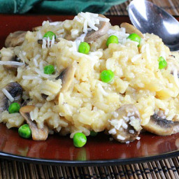 Slow Cooker Mushroom Risotto with Peas