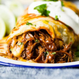 Slow Cooker or Instant Pot Smothered BBQ Beef Burritos