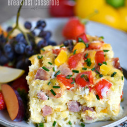Slow Cooker Overnight Ham and Cheese Breakfast Casserole