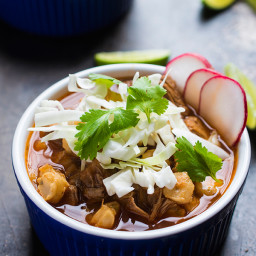 Slow Cooker Posole Rojo {Mexican Pork and Hominy Soup}