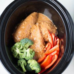 Slow Cooker Pulled Chicken with 5-Ingredient Peanut Sauce