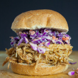Slow Cooker Pulled Pork Sandwich with Purple Slaw