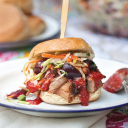 Slow-Cooker Pulled Pork Sandwiches with Cherry Slaw and Cherry Barbecue Sau