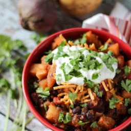 Slow Cooker Root Vegetable and Tempeh Vegan Chili