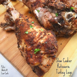 Slow Cooker Rotisserie Turkey Legs (Paleo,Whole30,Low-Carb)