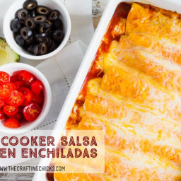 Slow Cooker Salsa Chicken Enchiladas