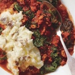 Slow-Cooker Sausage and Kale Stew With Olive Oil Mashed Potatoes