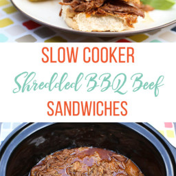 Slow Cooker Shredded BBQ Beef Sandwiches {Freezer Meal}