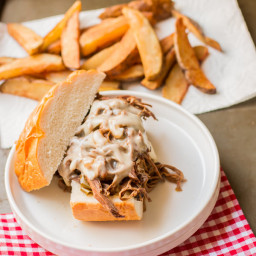 Slow Cooker Shredded Beef Philly Cheese Steaks