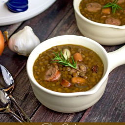 Slow Cooker Smoked Sausage Lentil Soup