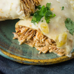 Slow Cooker Smothered Chicken Burritos