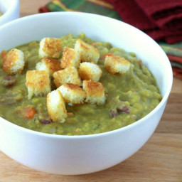 Slow Cooker Split Pea and Ham Soup with Homemade Croutons