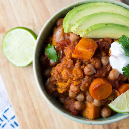 Slow Cooker Sweet Potato Chickpea Chili (+ Instant Pot)