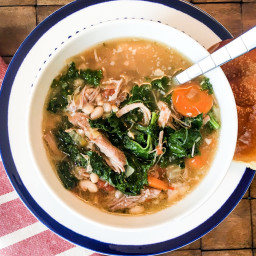 Slow Cooker Tuscan Soup with Pork, Beans, and Kale