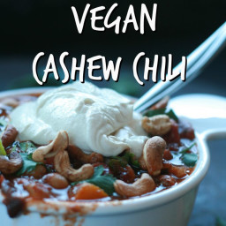 Slow Cooker Vegan Cashew Chili (with Vegan Sour Cream)