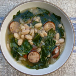 Slow Cooker White Bean Soup with Sausage and Collard Greens