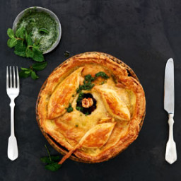 Slow roast lamb pie with sour cream pastry and fresh mint sauce