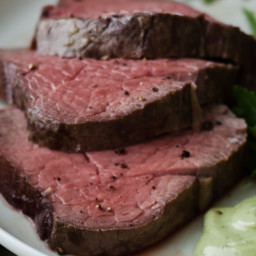 Slow-Roasted Filet of Beef with Basil Parmesan Mayonnaise