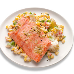 Slow-Roasted Salmon with Mexican Creamed Corn