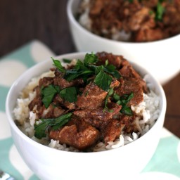 Slow Cooker Beef Tips over Rice