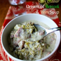 Slow Cooker Cream of Broccoli and Ham Soup-Frugal Supper