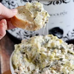 Slow Cooker Sausage, Spinach, and Artichoke Dip