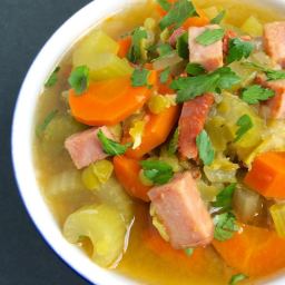 Slow Cooker Split Pea Soup with Ham and Chorizo {Free Knife Skills Class Op
