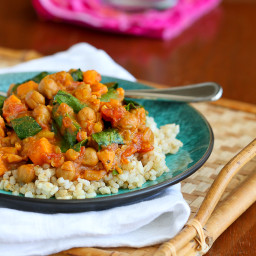 Slow Cooker Vegetable Curry Recipe with Sweet Potato & Chickpeas