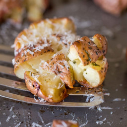 Smashed and Roasted Parmesan Potatoes