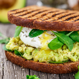 Smashed Avocado and Poached Egg Sandwich