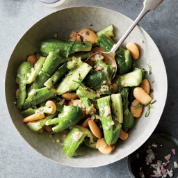 Smashed Cucumber Salad with Butter Beans and Tarragon