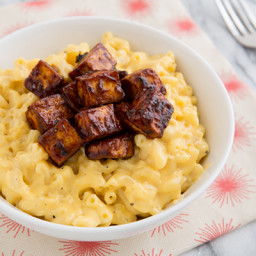 Smoked Cheddar Mac & Cheese with Baked BBQ Tofu