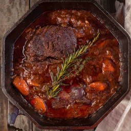 Smoked Chuck Roast Stew with Red Wine Braise