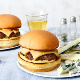 Smoked Gouda Cheeseburgers with Spicy Zucchini Slaw