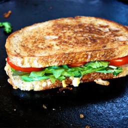 Smoked Gouda Grilled Cheese with Arugula and Roasted Red Peppers