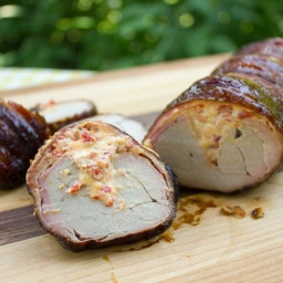 Smoked Pork Tenderloin Stuffed with Roasted Red Peppers and Cheese