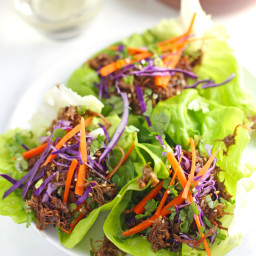 Smoked Pulled Pork Lettuce Wraps with Asian Dipping Sauce