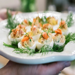 Smoked Salmon and Dill deviled eggs - Lorie Fangio