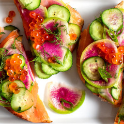 Smoked Salmon Sandwiches With Cucumber, Radish and Herbs
