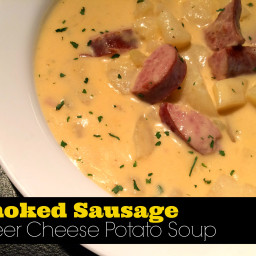 Smoked Sausage and {Beer Cheese} Potato Soup