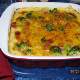 Smoked Sausage Casserole with Potatoes, Cheese and Broccoli