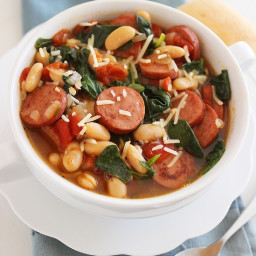 Smoked Sausage, Spinach and White Bean Soup