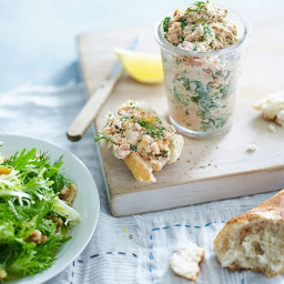 Smoked trout rillettes with frisee and walnut salad