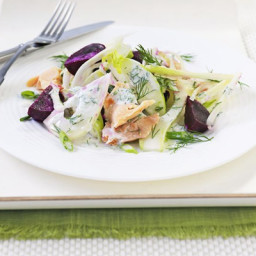 Smoked trout salad with fennel, apple and beetroot