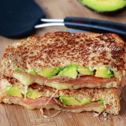 Smoked Salmon  and  Avocado Grilled Cheese Stack!