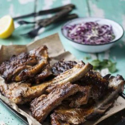 Smoky Belly Ribs with Red Slaw 