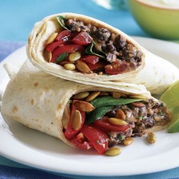 Smoky Black Bean & Cheddar Burrito with Baby Spinach